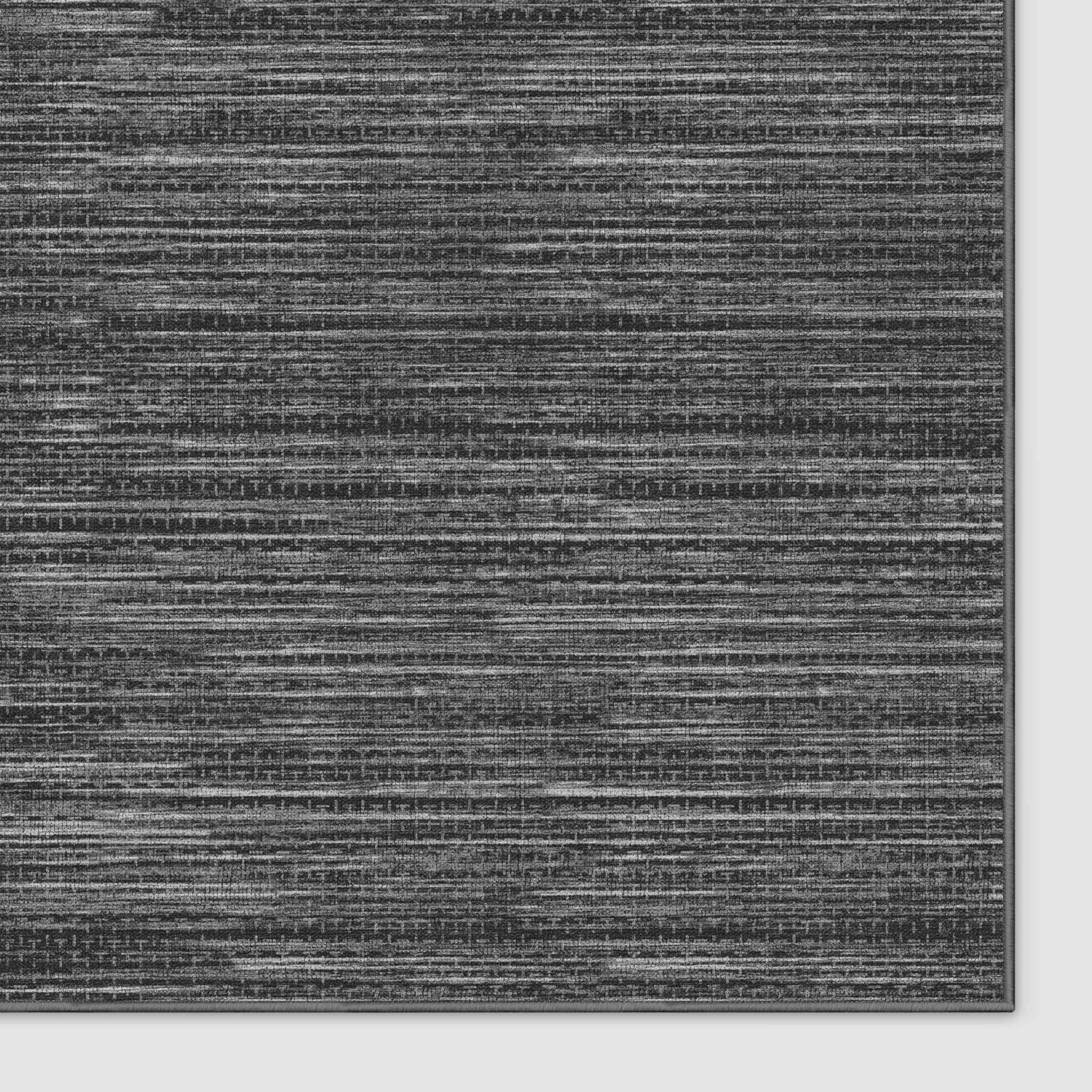 Edwin Custom Rug - Monochrome Striation , Flat Pile, Easy  Clean, Customizable for Your Space - Well Woven - Dark grey rug corner on white