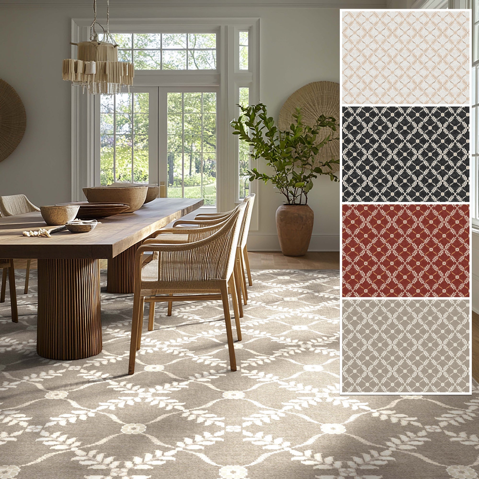 Well Woven - Aldwyn Beige Custom Rug - In a dining room