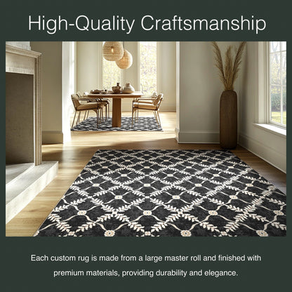 Well Woven - Aldwyn Black Custom Rug - In a living area