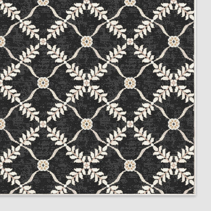 Well Woven - Aldwyn Black Custom Rug - rug corner on white