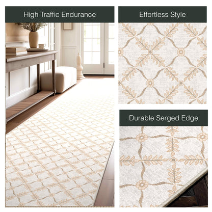 Well Woven - Aldwyn Cream Custom Rug - details of the features and geometric lattice rug pattern