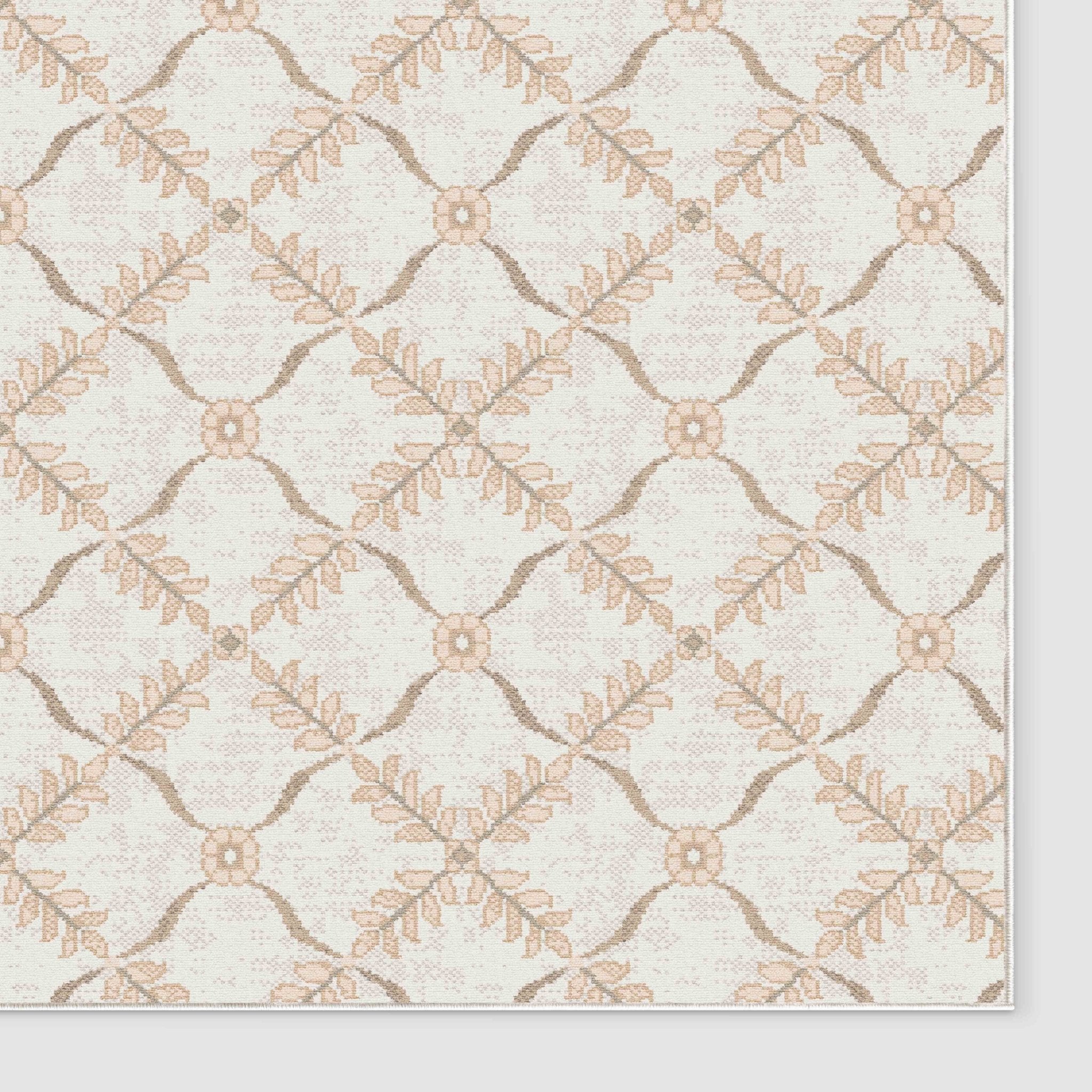 Well Woven - Aldwyn Cream Custom Rug - rug corner on white