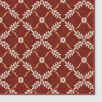 Well Woven - Aldwyn Red Custom Rug - rug corner on white