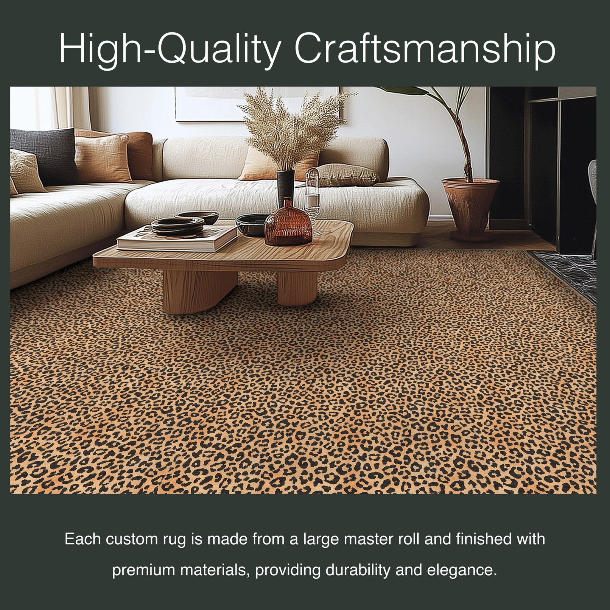 Well Woven - Kenric Custom Rug - Brown leopard pattern rug in a living room