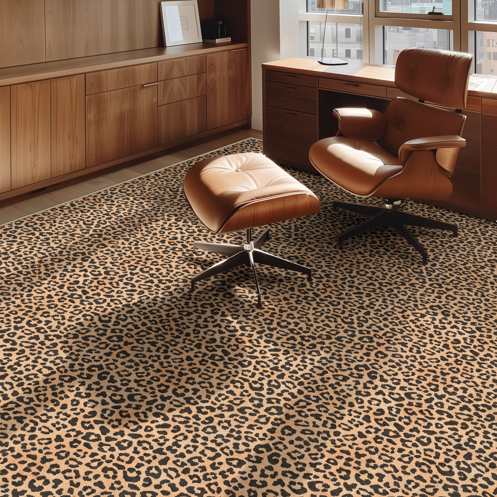 Well Woven - Kenric Custom Rug - Brown Leopard Print Area Rug in an Office