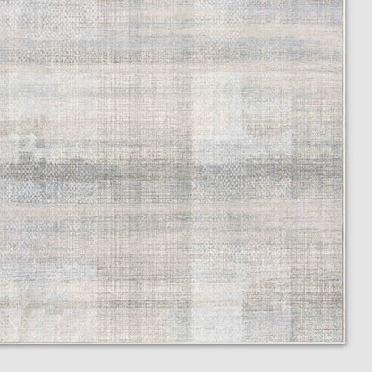 Well Woven - Penda Custom Rug - Cream and Light Grey rug corner on white