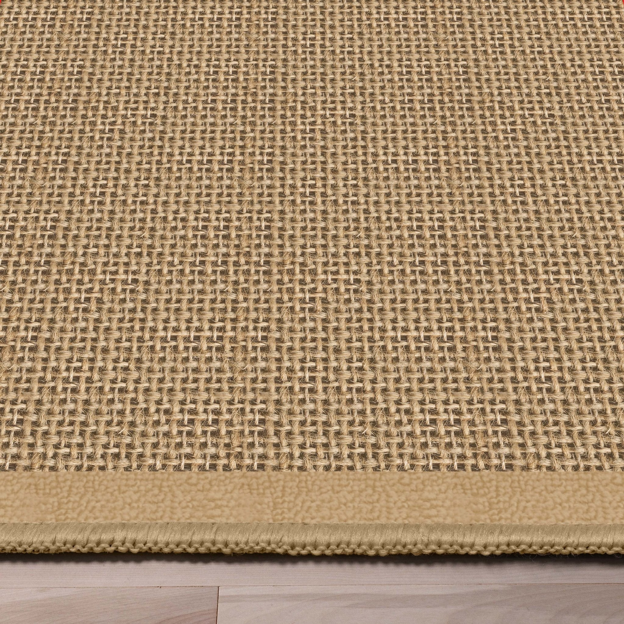 Well-Jute Shiba Farmohouse Solid Beige Flatweave 5' x 7' Rug Well Woven