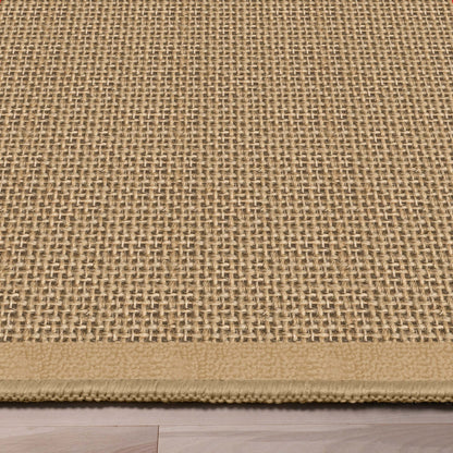 Well-Jute Shiba Farmohouse Solid Beige Flatweave 5' x 7' Rug Well Woven