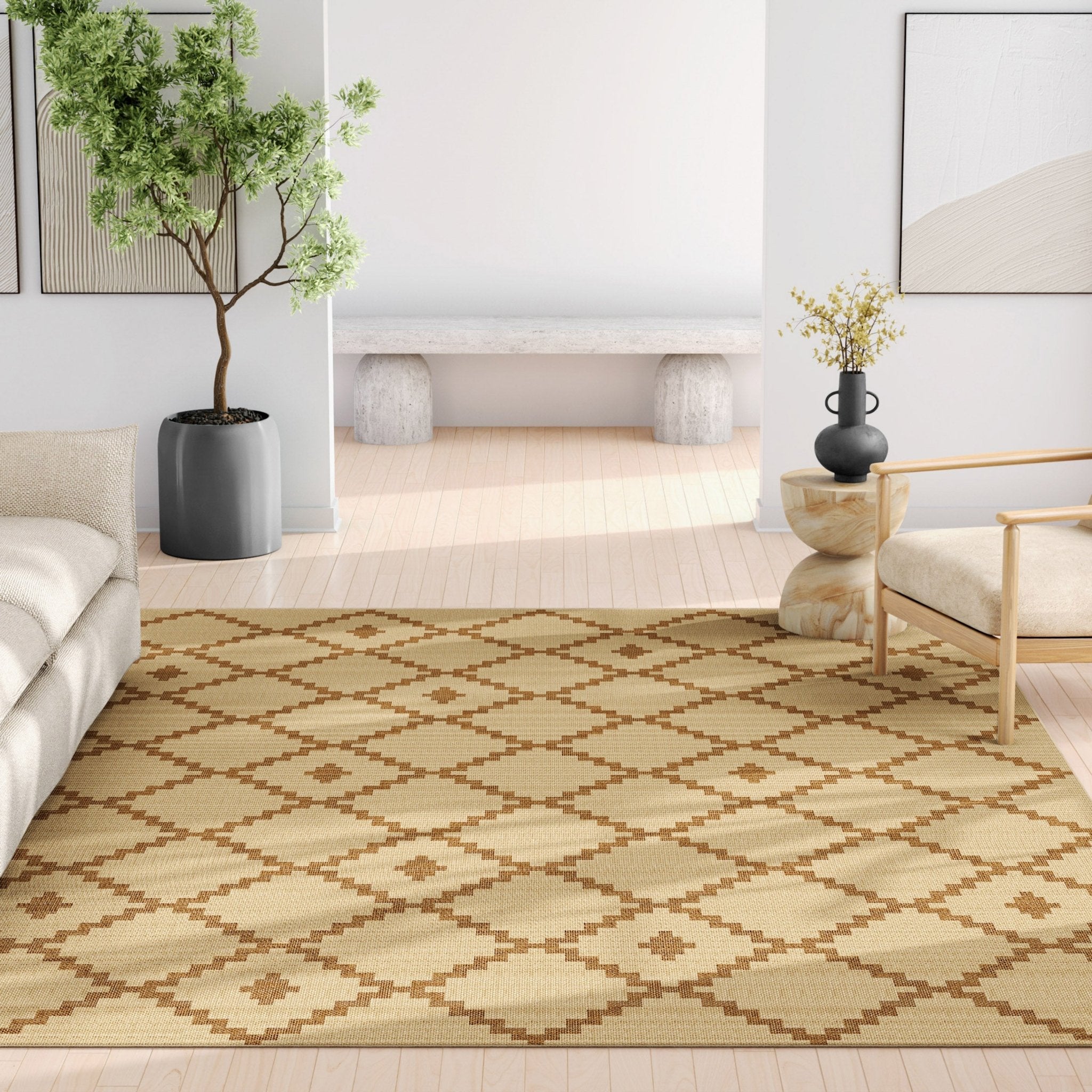 Well-Jute Akita Moroccan Lattice Flatweave Rug Well Woven
