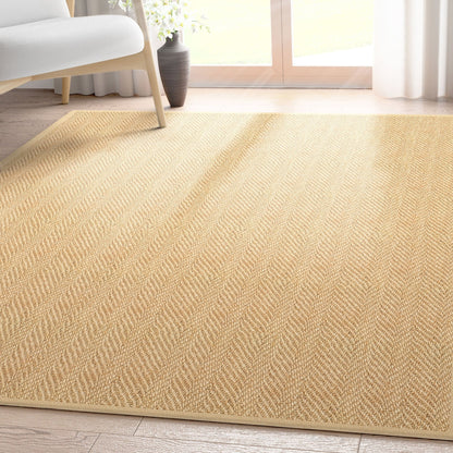 Well-Jute Boerboel Geometric Herringbone Beige Flatweave Rug Well Woven