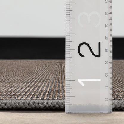 Well-Jute Airedale Farmohouse Solid & Striped Grey Flatweave 5' x 7' Rug Well Woven