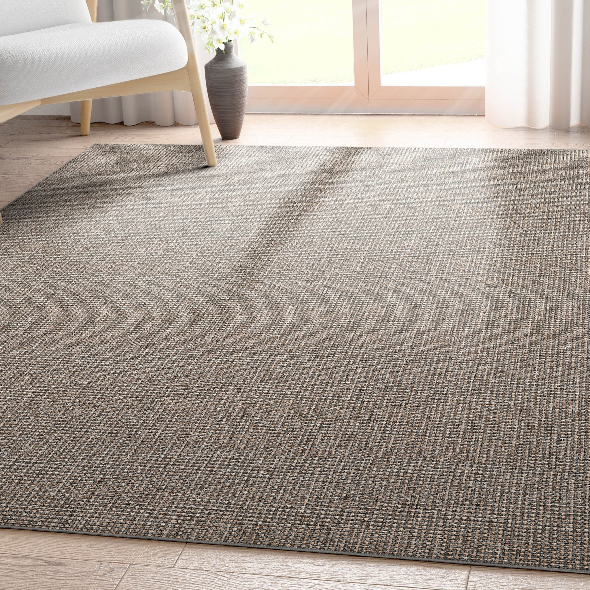 Well-Jute Airedale Farmohouse Solid & Striped Grey Flatweave 5' x 7' Rug Well Woven