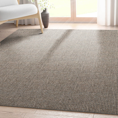 Well-Jute Airedale Farmohouse Solid & Striped Grey Flatweave 5' x 7' Rug Well Woven