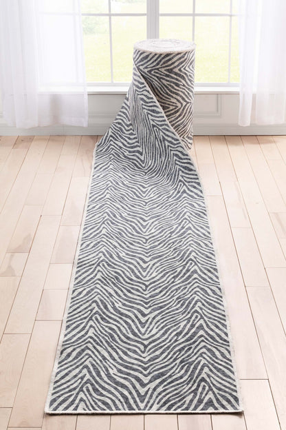 Custom Size Runner Modern Zebra Print Grey Choose Your Width x Choose Your Length Hallway Runner Rug Well Woven