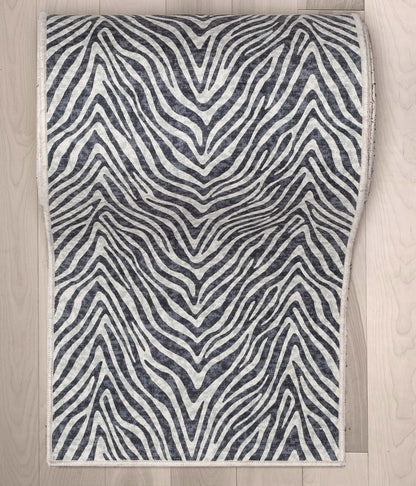 Custom Size Runner Modern Zebra Print Grey Choose Your Width x Choose Your Length Hallway Runner Rug Well Woven