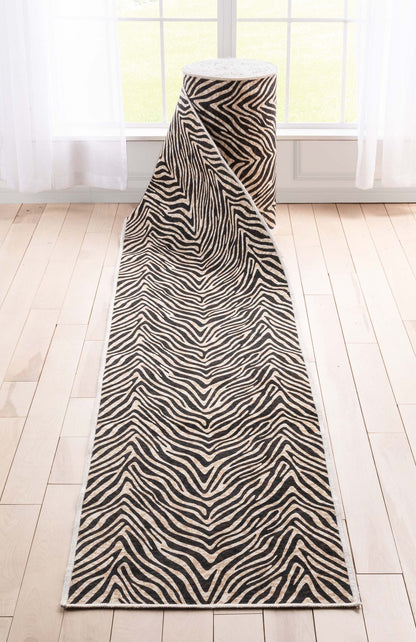 Custom Size Runner Modern Zebra Print Brown Choose Your Width x Choose Your Length Hallway Runner Rug Well Woven