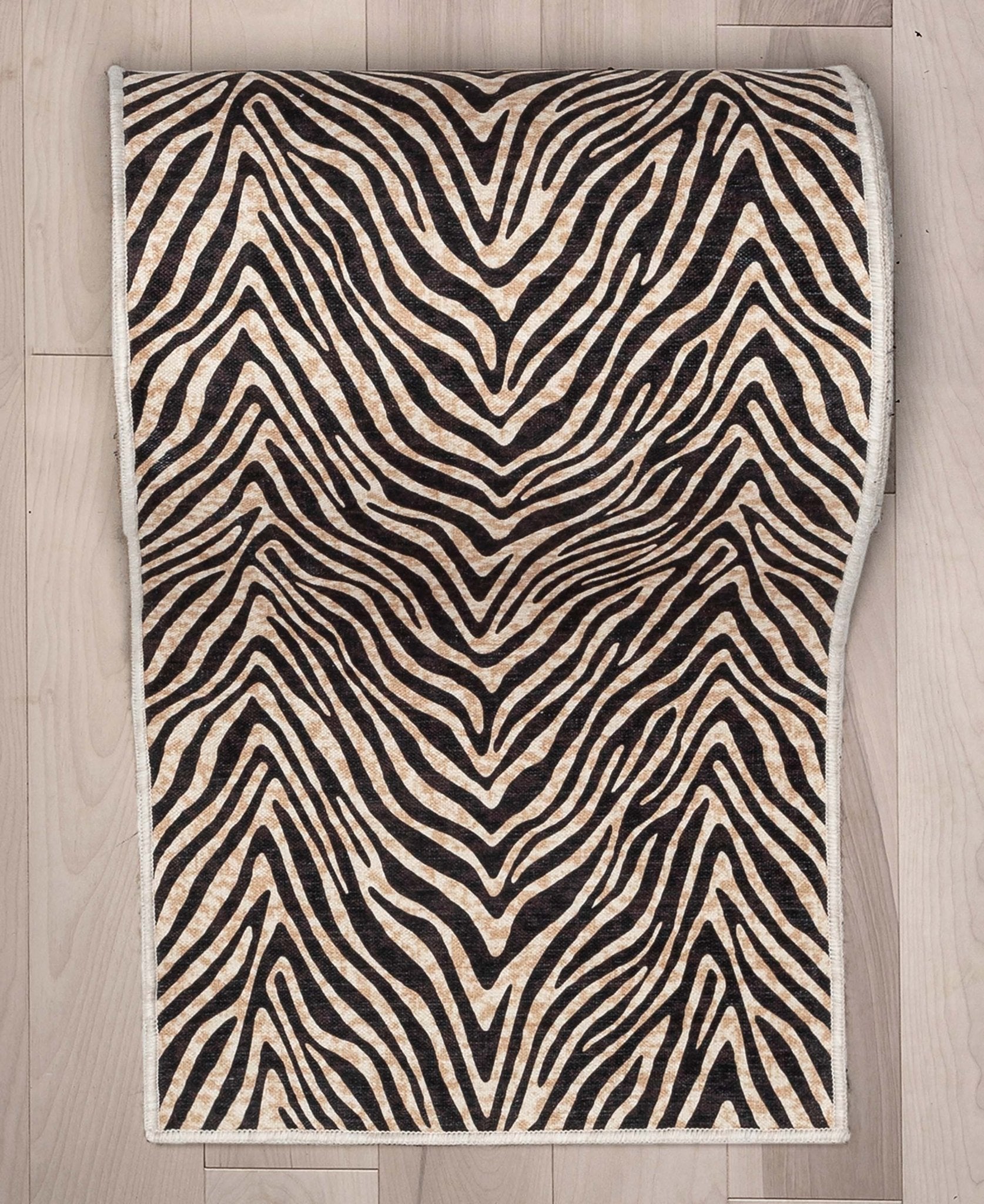 Custom Size Runner Modern Zebra Print Brown Choose Your Width x Choose Your Length Hallway Runner Rug Well Woven