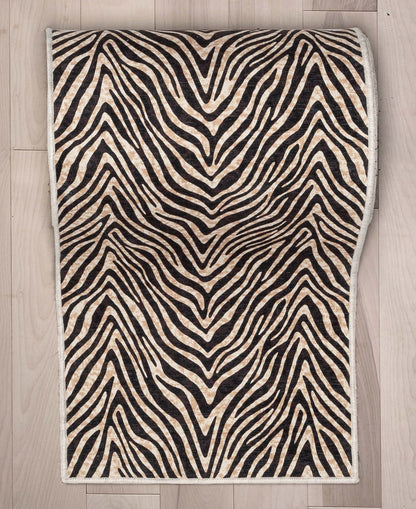 Custom Size Runner Modern Zebra Print Brown Choose Your Width x Choose Your Length Hallway Runner Rug Well Woven