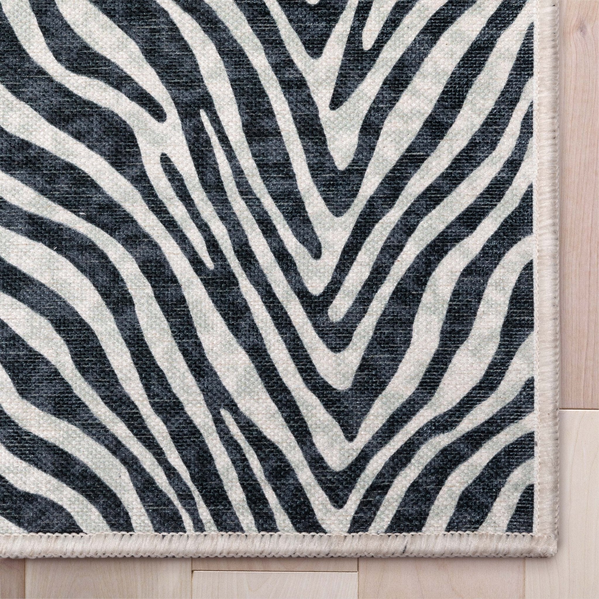 Custom Size Runner Modern Zebra Print Black Choose Your Width x Choose Your Length Hallway Runner Rug Well Woven