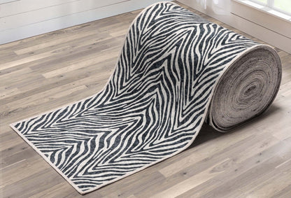 Custom Size Runner Modern Zebra Print Black Choose Your Width x Choose Your Length Hallway Runner Rug Well Woven