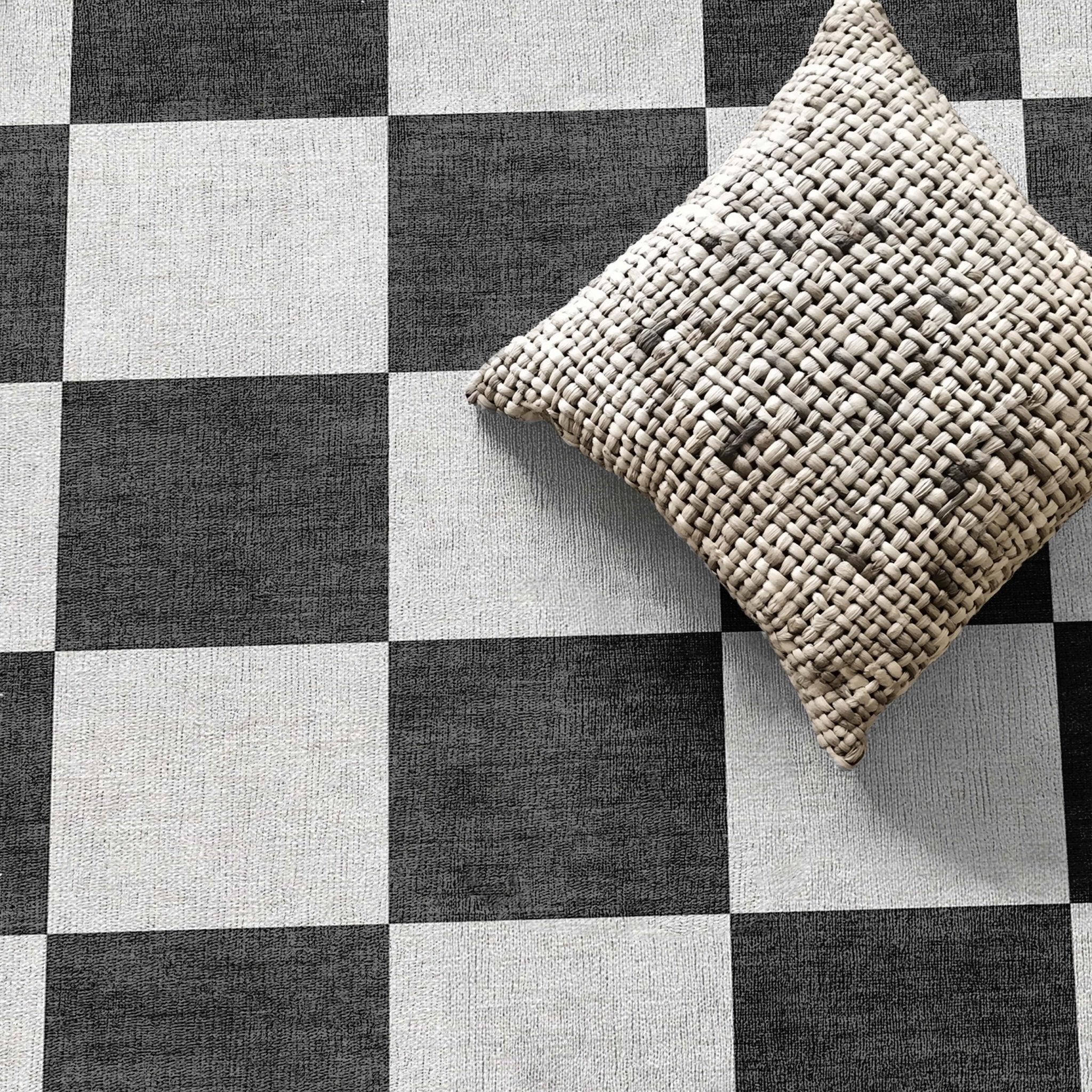 Squares Modern Geometric Boxes Flat-Weave Rug Well Woven