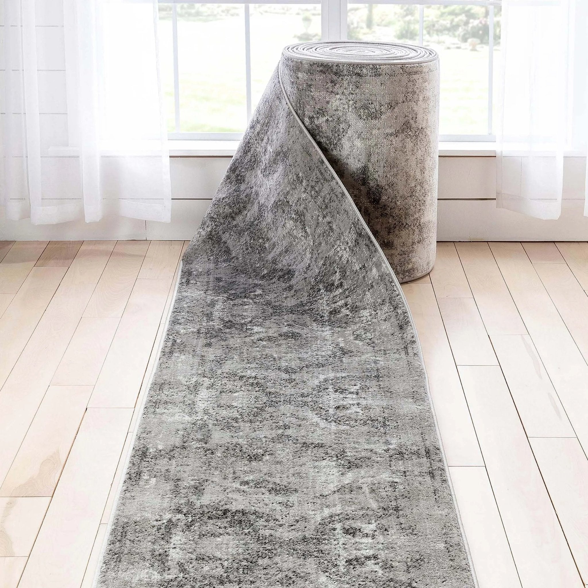Patras Custom Size Runner Vintage Medallion Oriental Grey Choose Your Width x Choose Your Length Hallway Runner Rug - Well Woven