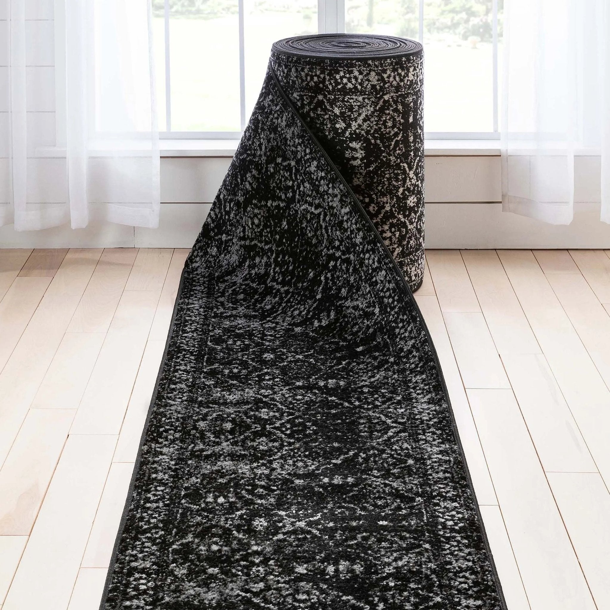 Argos Custom Size Runner Vintage Medallion Oriental Black Choose Your Width x Choose Your Length Hallway Runner Rug - Well Woven