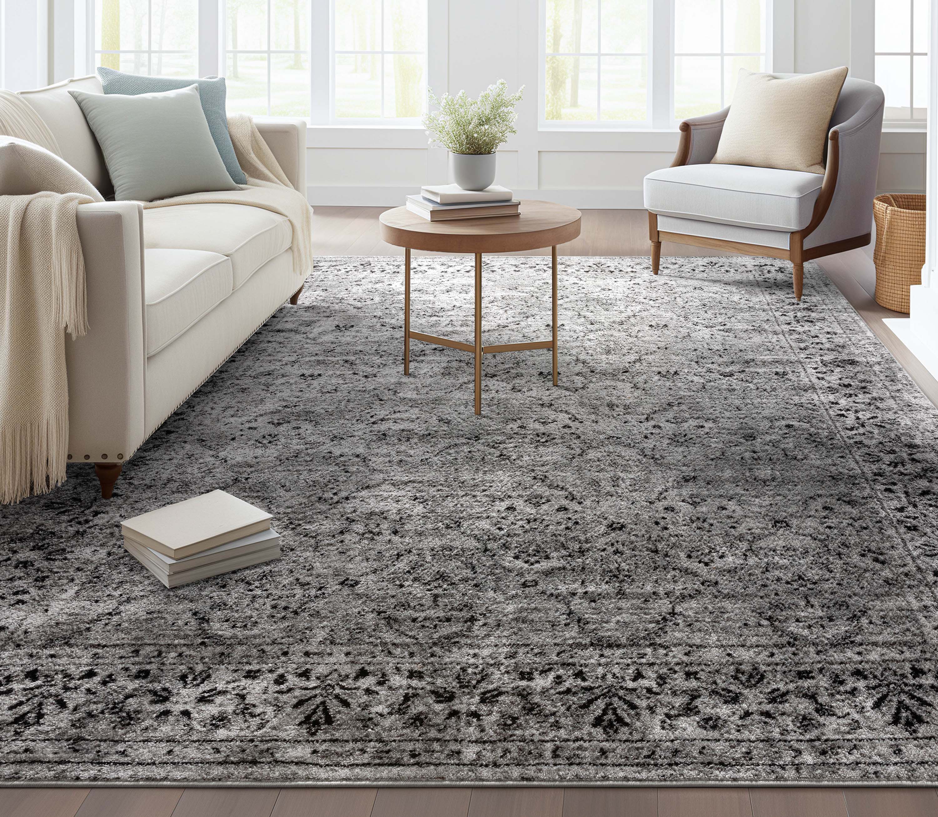Argos Modern Vintage Lattice Grey Rug Well Woven