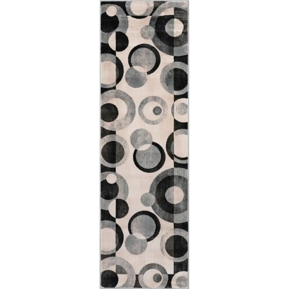 Avi Modern Geometric Grey Black Rug Well Woven