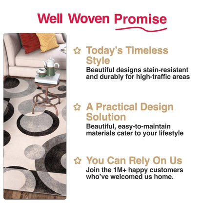 Avi Modern Geometric Grey Black Rug Well Woven