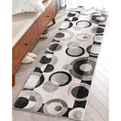 Avi Modern Geometric Grey Black Rug Well Woven