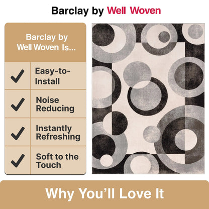 Avi Modern Geometric Grey Black Rug Well Woven