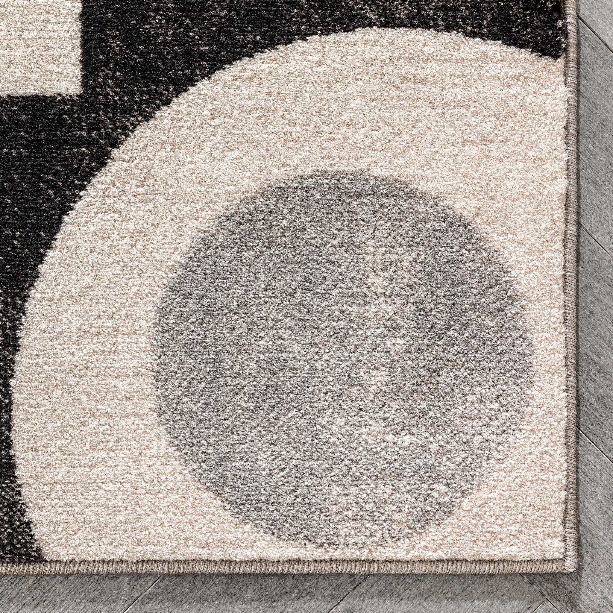 Avi Modern Geometric Grey Black Rug Well Woven