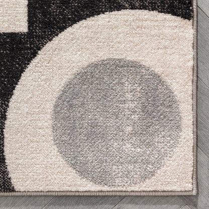 Avi Modern Geometric Grey Black Rug Well Woven