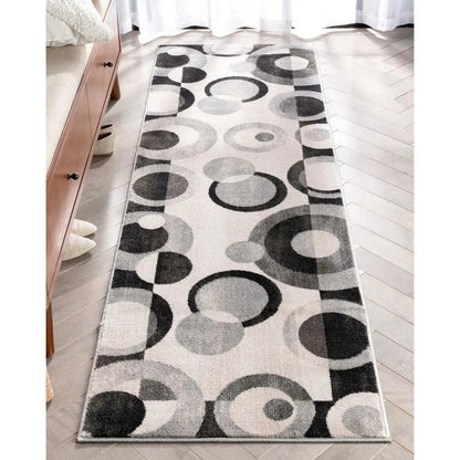 Avi Modern Geometric Grey Black Rug Well Woven
