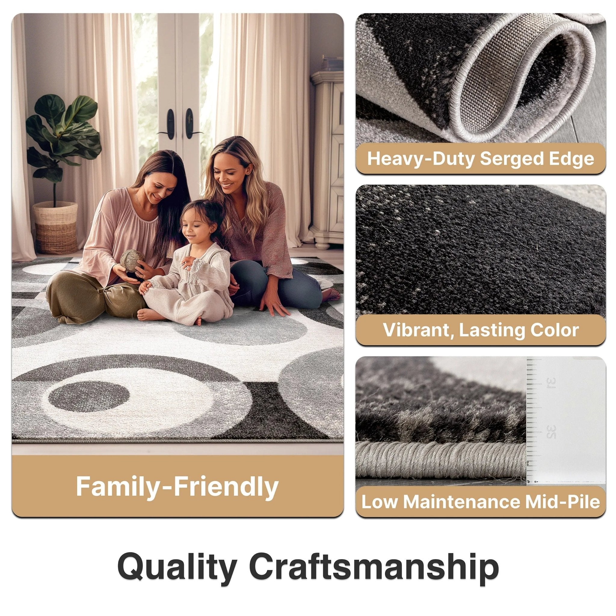 Avi Modern Geometric Grey Black Rug Well Woven