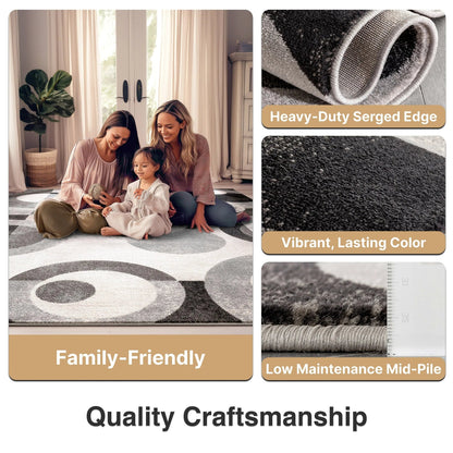 Avi Modern Geometric Grey Black Rug Well Woven