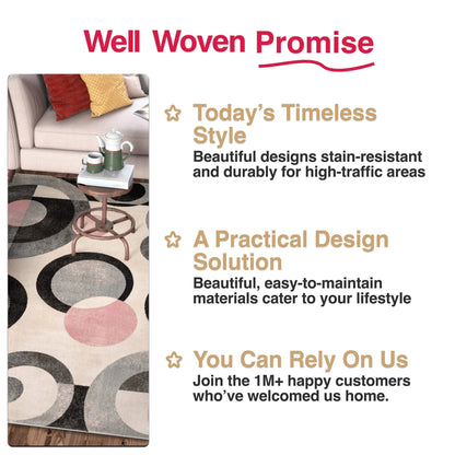 Avi Modern Geometric Grey Blush Rug Well Woven