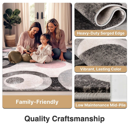 Avi Modern Geometric Grey Blush Rug Well Woven