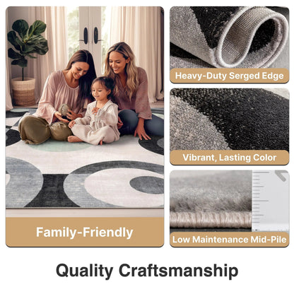 Avi Modern Geometric Grey Green Rug Well Woven