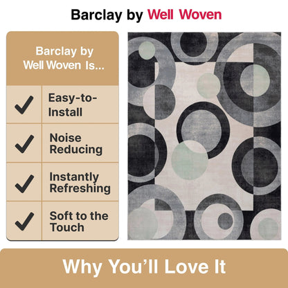 Avi Modern Geometric Grey Green Rug Well Woven