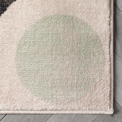 Avi Modern Geometric Grey Green Rug Well Woven