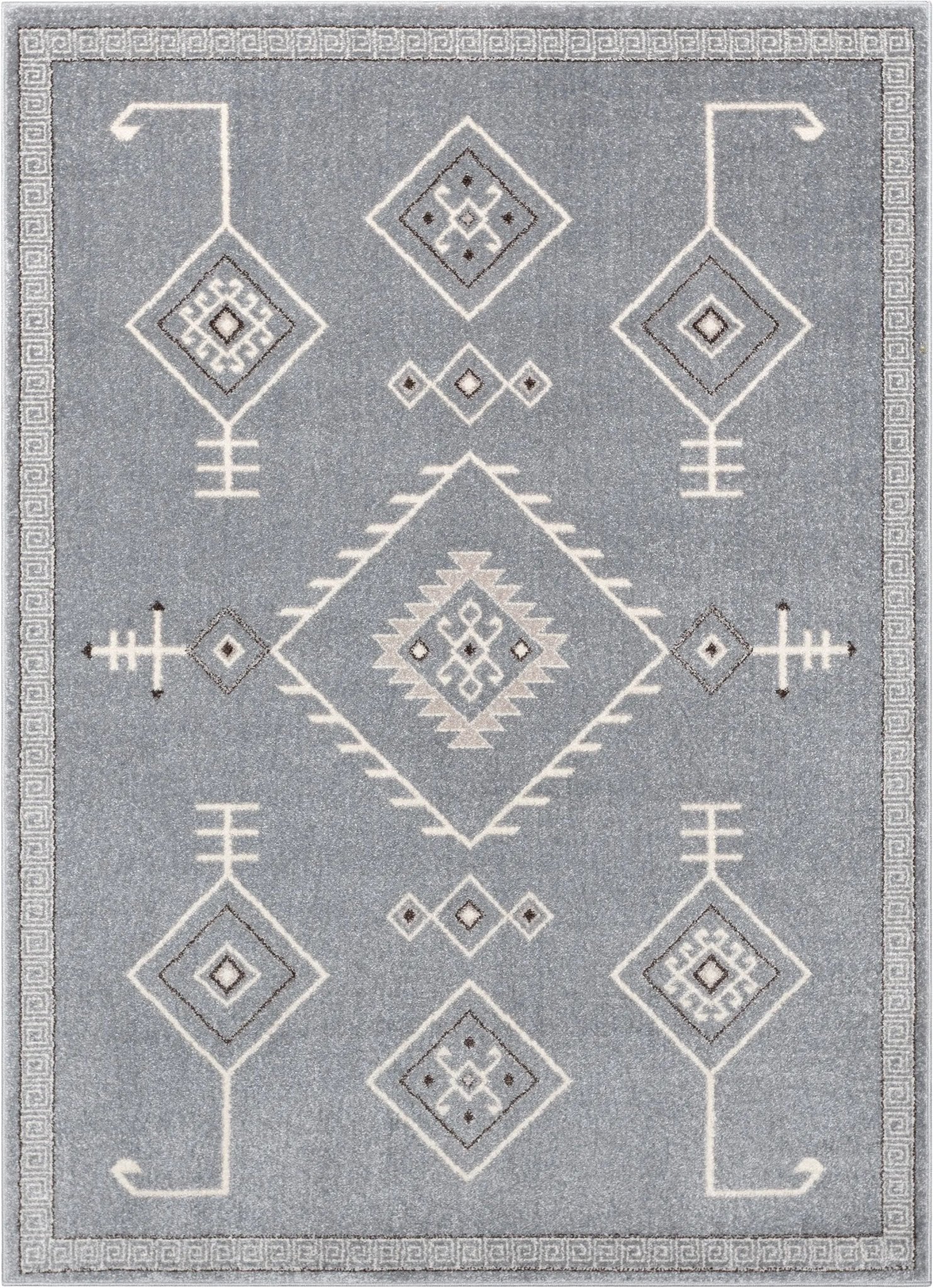 Azra Tribal Medallion Grey Rug Well Woven