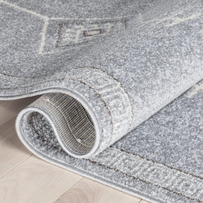 Azra Tribal Medallion Grey Rug Well Woven