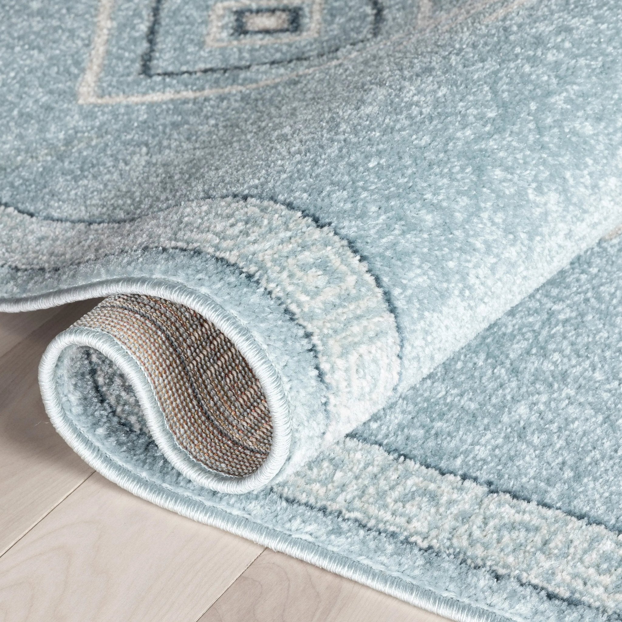 	Azra Tribal Medallion Light Blue Rug Well Woven	