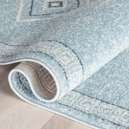 	Azra Tribal Medallion Light Blue Rug Well Woven	