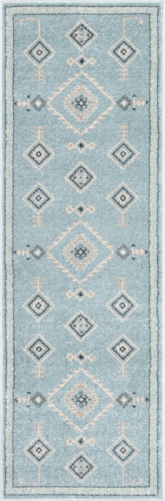 	Azra Tribal Medallion Light Blue Rug Well Woven	