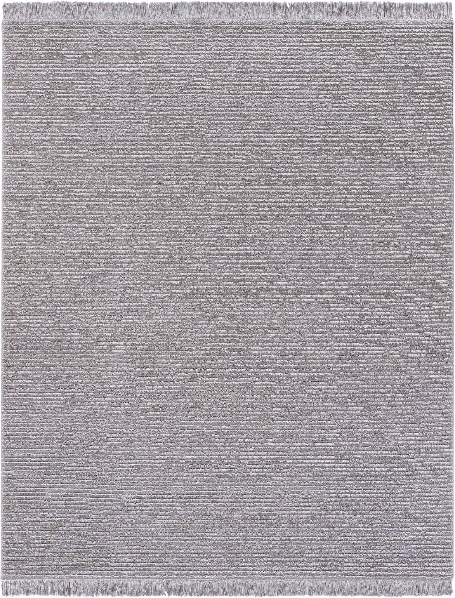 Carlow Solid & Striped Textured Taupe Ivory Ultra Soft High-Low Shag Rug Well Woven