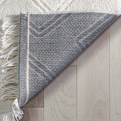 Firth Moroccan Trellis Textured Ivory Ultra Soft High-Low Shag Rug Well Woven	