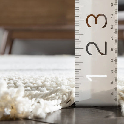 Firth Moroccan Trellis Textured Ivory Ultra Soft High-Low Shag Rug Well Woven	